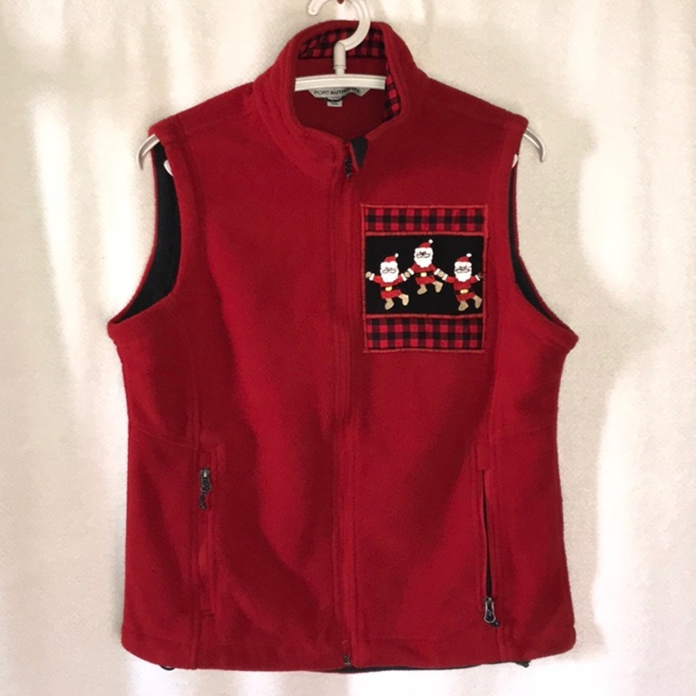 Holiday/Christmas embroidered fleece jacket vest Size M
